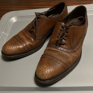 Johnston & Murphy Mens Size 10 M Brown Leather Cap Toe Dress Shoes